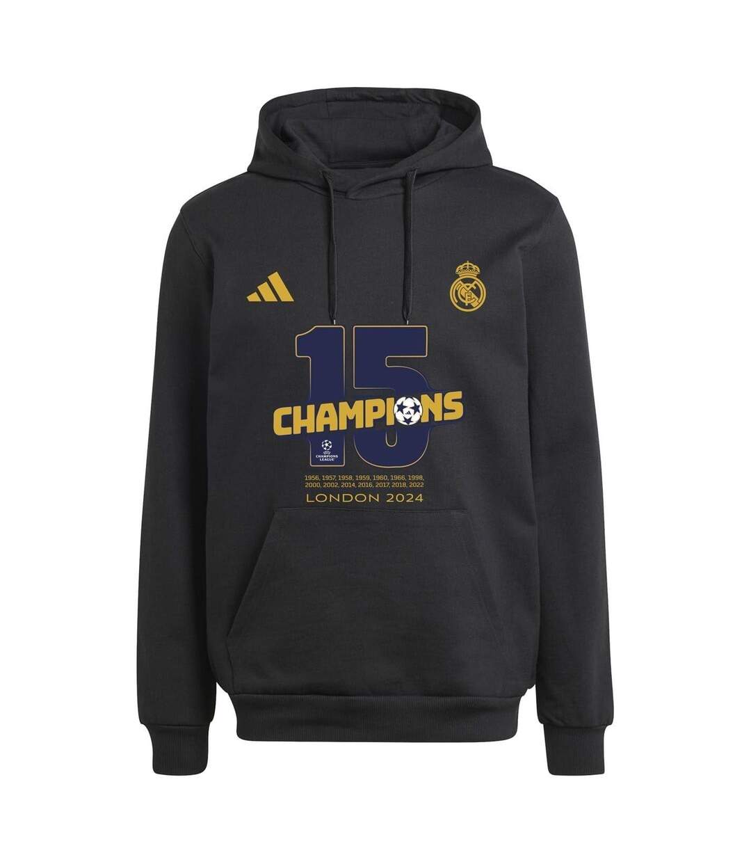 Mens Real Madrid Cf Sport Hoodie Black Adidas-1