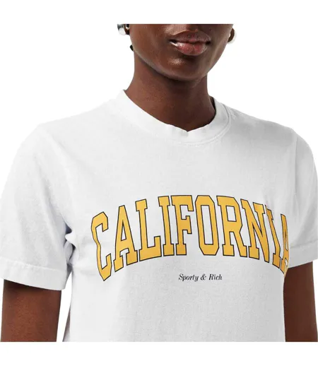 Womens/ladies California T-shirt White Gold Sporty & Rich