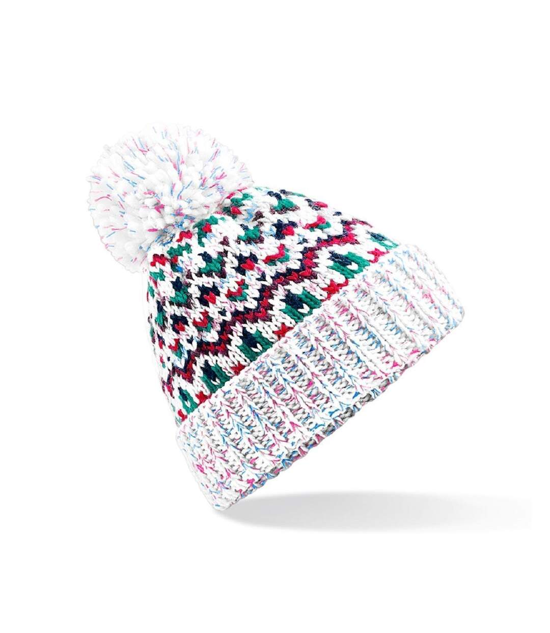 Bonnet à pompon Blizzard adulte - B458 - blanc multicolore-1