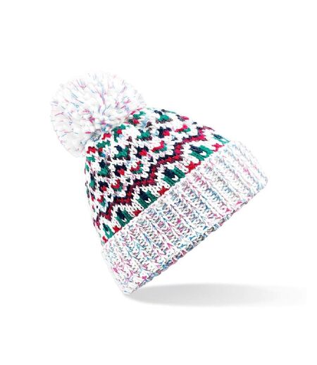 Bonnet à pompon Blizzard adulte - B458 - blanc multicolore