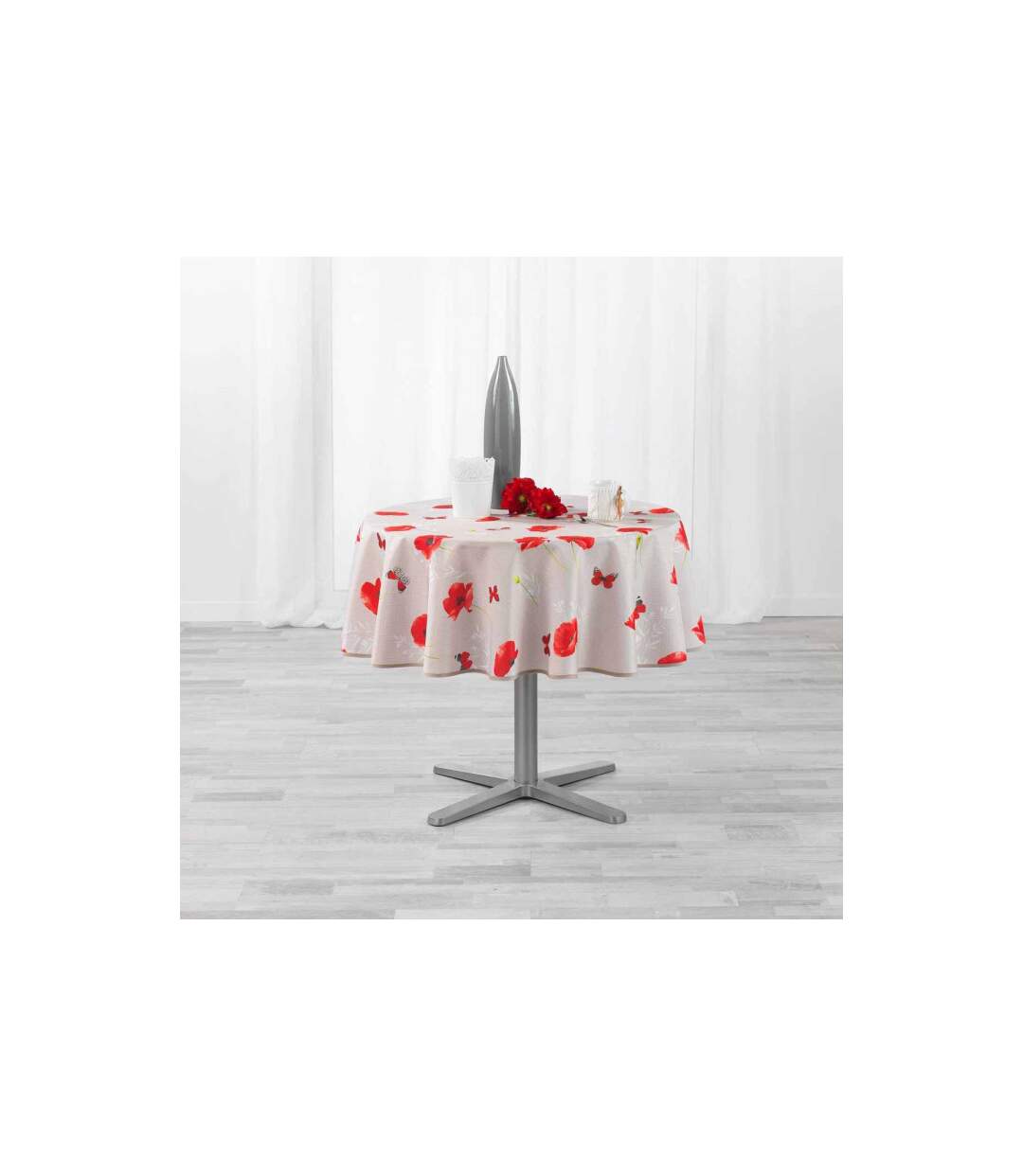 Nappe Antitache Ronde Sweet Poppy 180cm Rouge-3
