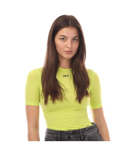 T-shirt off stamp sec skin femme jaune Off White