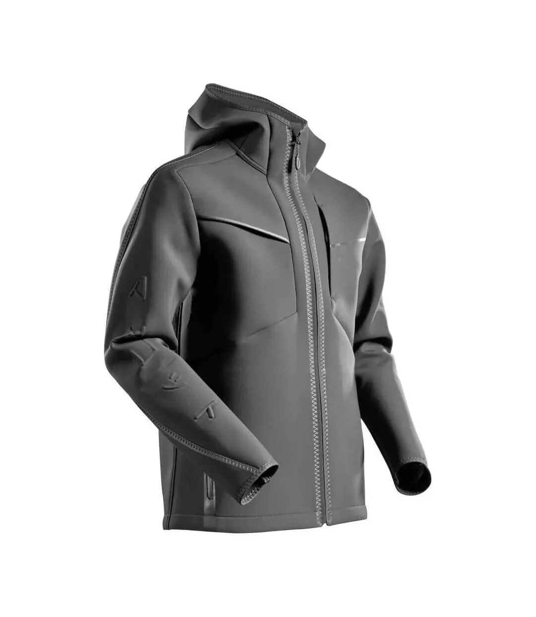 Mens Customised Stretch Hooded Soft Shell Jacket Stone Grey Mascot-2