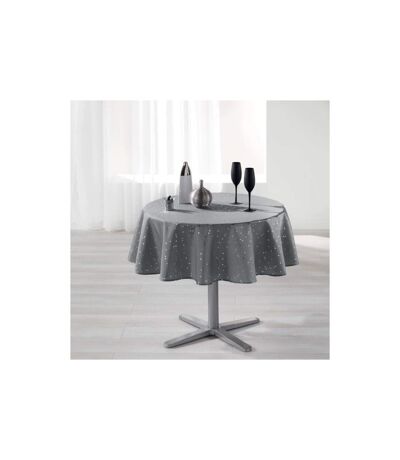 Nappe Ronde Imprimée Shantung 180cm Gris