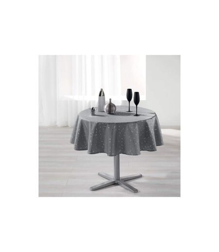 Nappe Ronde Imprimée Shantung 180cm Gris