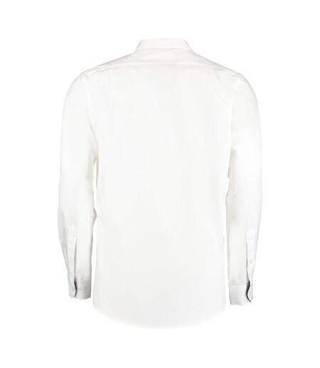 Chemise À Manches Longues Homme Blanc Bleu Marine Kustom Kit