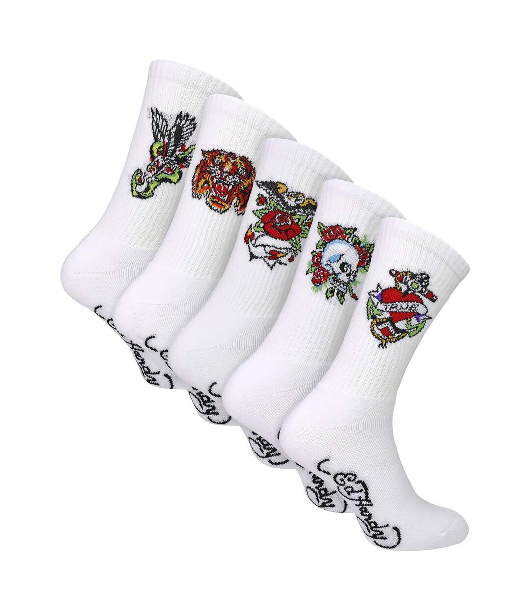 5 Pairs Men White Crew Socks Lightweight Sport Socks-1