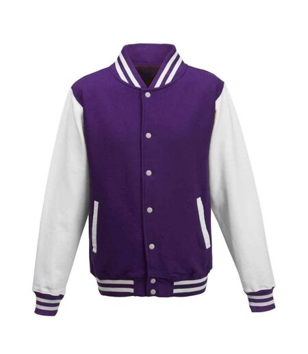 Blouson D'université Adulte Violet Blanc Awdis