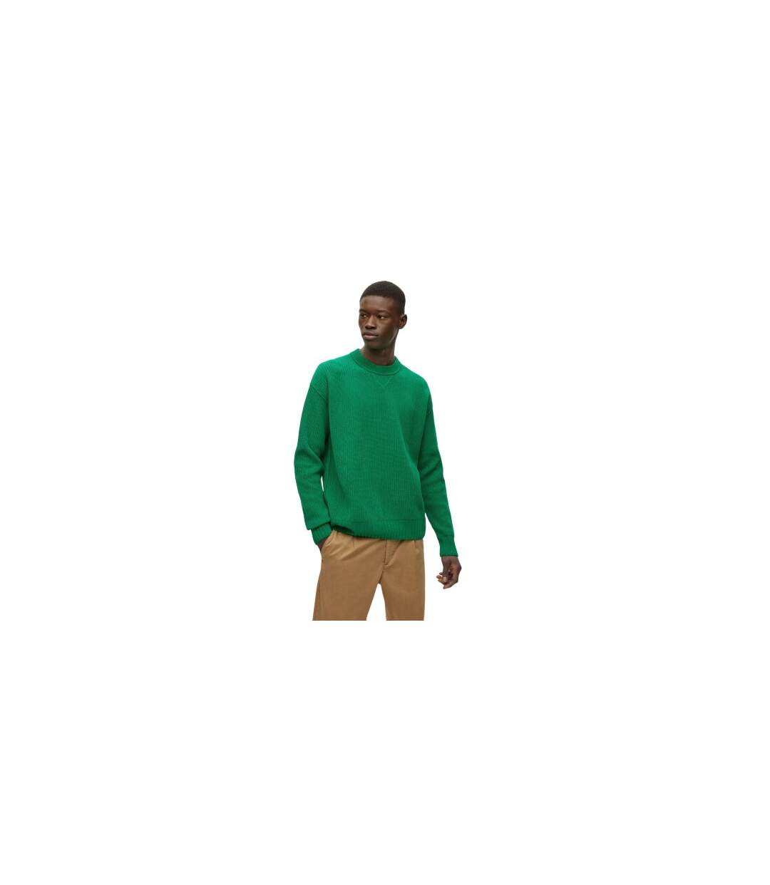 Unisex Adult Ribbed Regular Sweater Top Green Boss-1