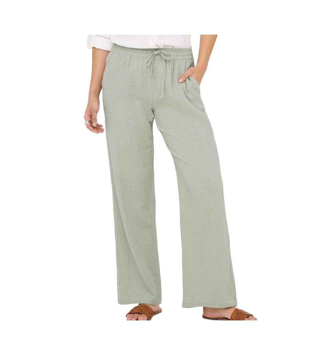 Pantalon fluide vert femme jdy phantom-1