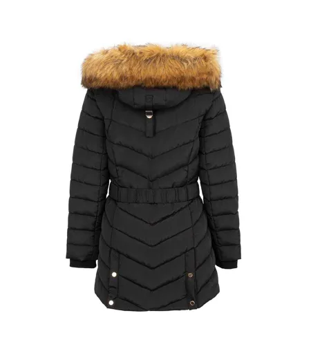 Womens/ladies Waterproof Puffer Jacket Black Firetrap