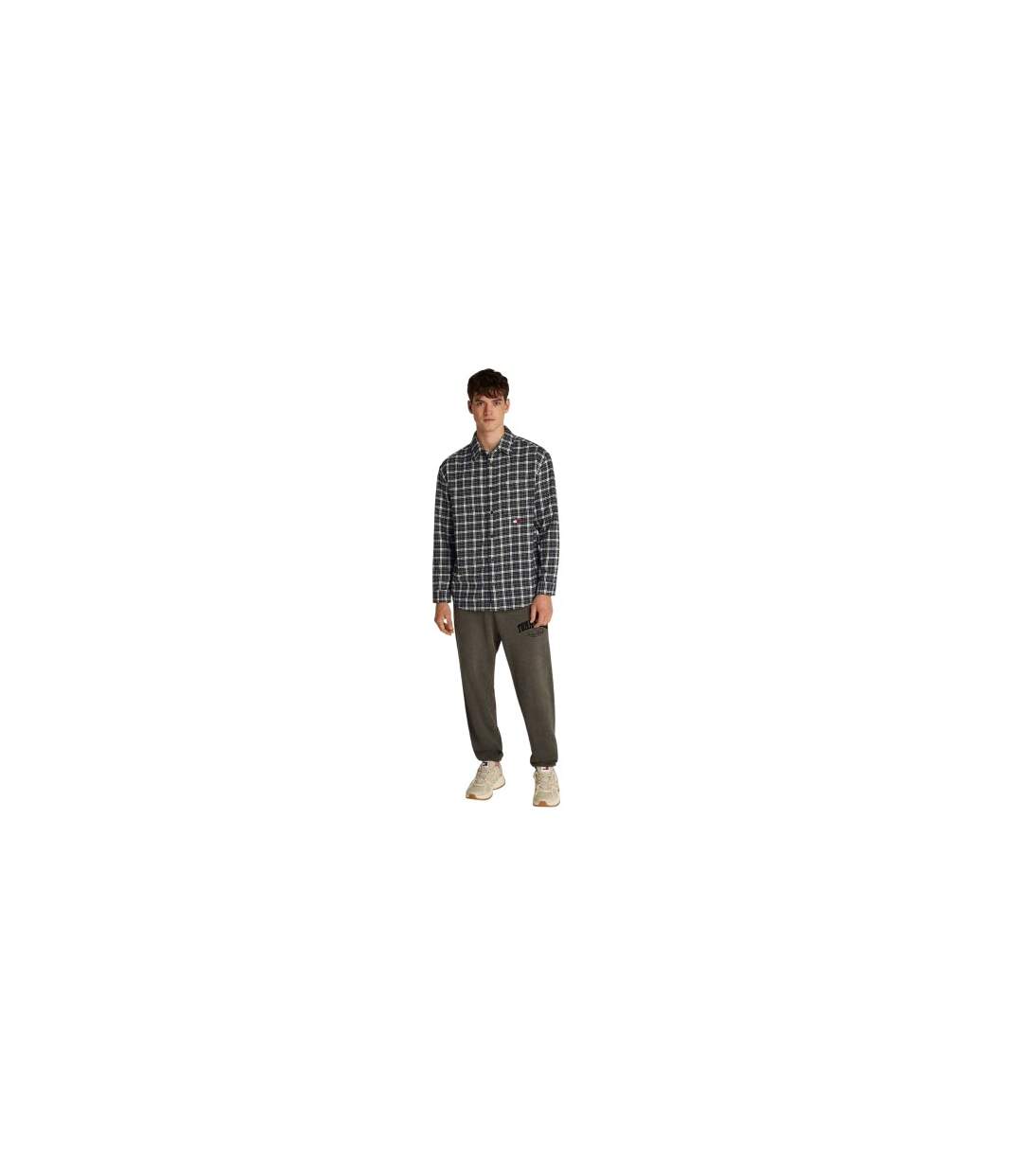 Mens Badge Flannel Pocket Shirt Black Tommy Jeans-1