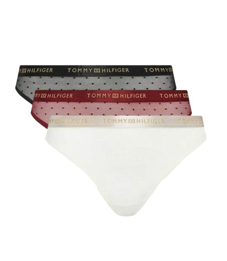 Lot de 3 strings blanc/rouge/noir femme tommy hilfiger thong - l