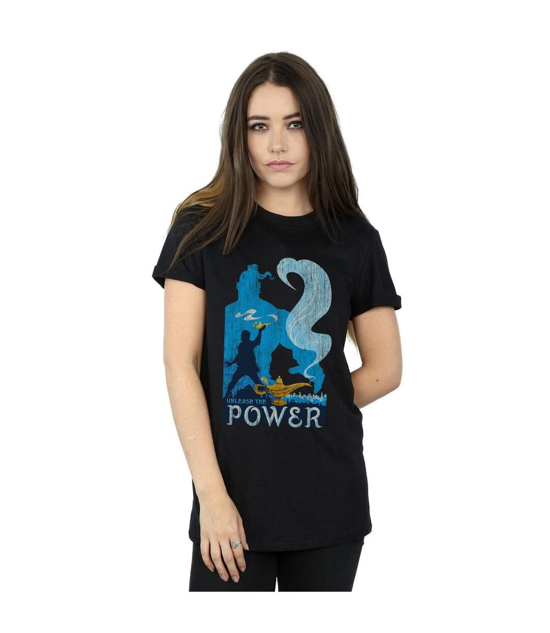 Disney Womens/Ladies Aladdin Movie Unleash The Power Coton Boyfriend T-Shirt (Noir) - UTBI8176-2