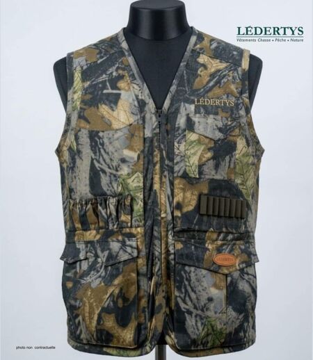 Gilet de Chasse LEDERTYS Forestwood LY0205 – Camouflage, Robustesse et Organisation Maximale