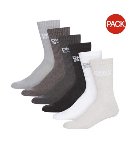 Pack Of 6  Mens Radde Logo Sports Socks  Black White Grey DKNY