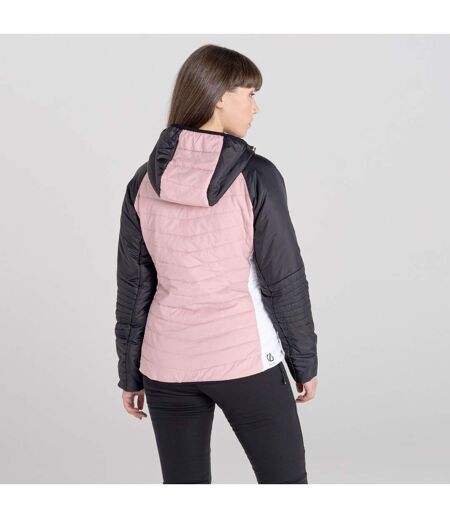 Womens/ladies surmount quilted hooded jacket powder pink/black Dare 2B
