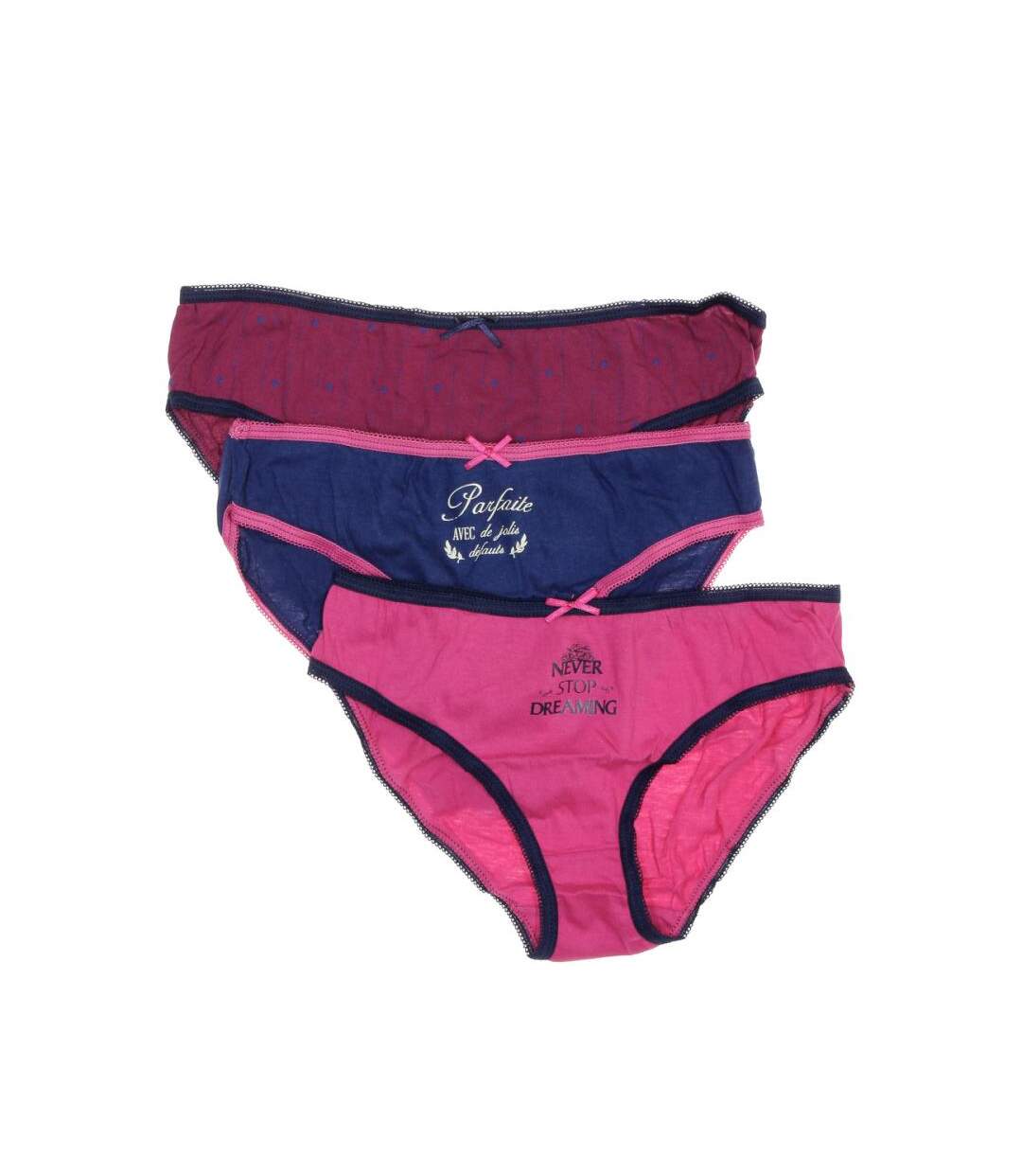 Lot x3 culottes marine/fuchsia femme simply me-1