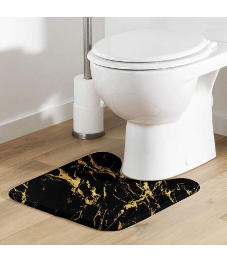 Tapis Contour WC Imprimé Aquamarbre 45cm Noir & Or