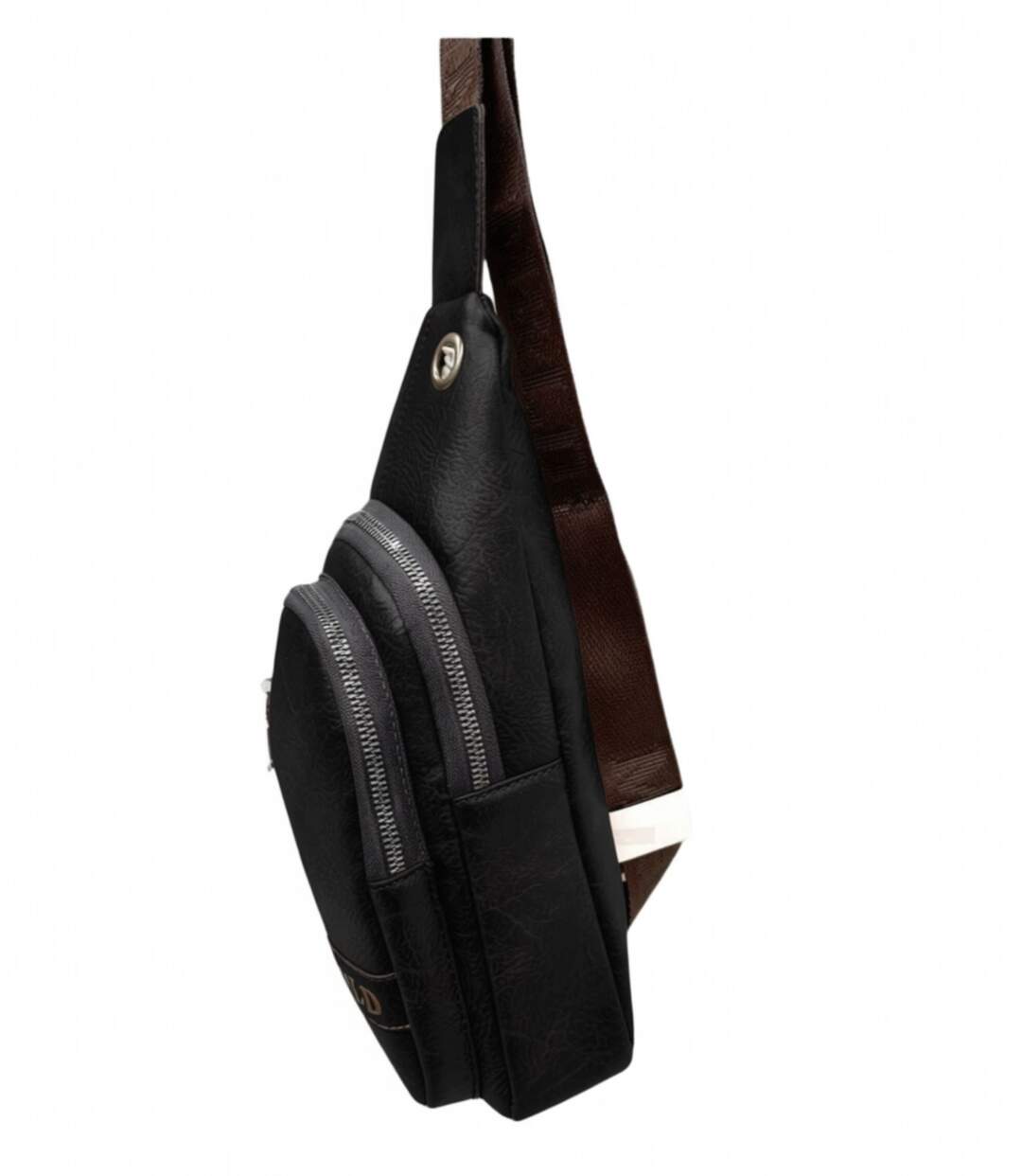 Sac body-bag en simili cuir noir pour homme - Elégance décontractée avec poches multifonctions-2