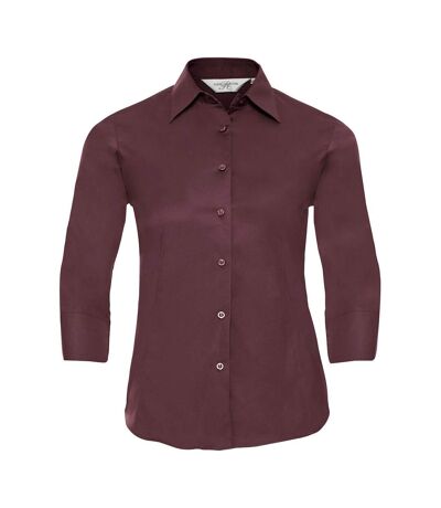 Russell Collection Womens/Ladies Easy-Care Fitted 3/4 Sleeve Formal Shirt (Port) - UTPC5855