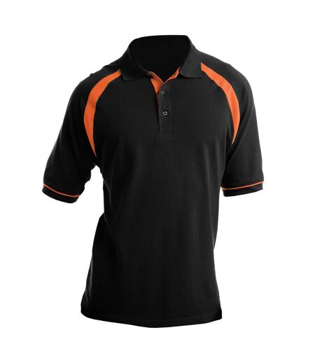 Oak Hill Polo À Manches Courtes Homme Noir Orange Kustom Kit
