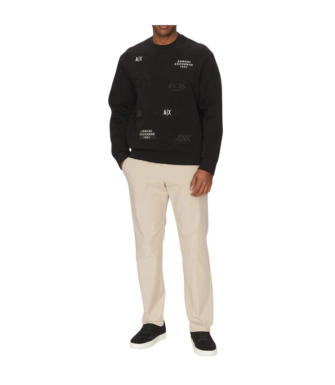 Sweat Motif/style Logo Répété Homme Noir Armani Exchange-1