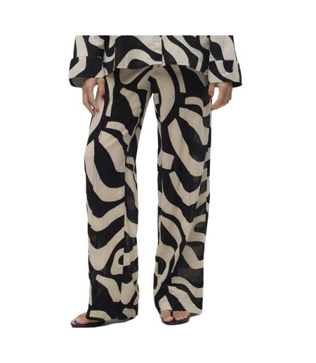 Pantalon fluide noir/beige femme vero moda gnete