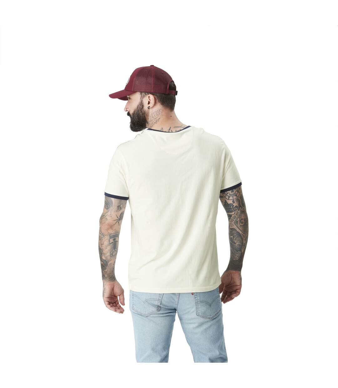 T-shirt homme col rond stretch avec print et bords contrastés Piston Vondutch