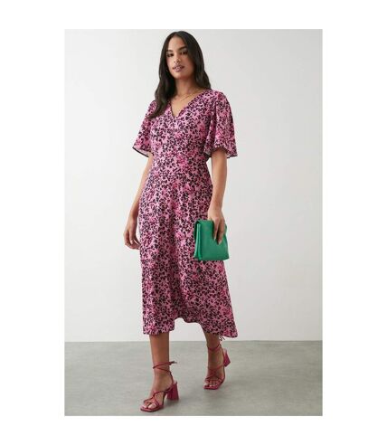 Dorothy Perkins Womens/Ladies Printed Angel Sleeve Midi Dress (Pink) - UTDP1681