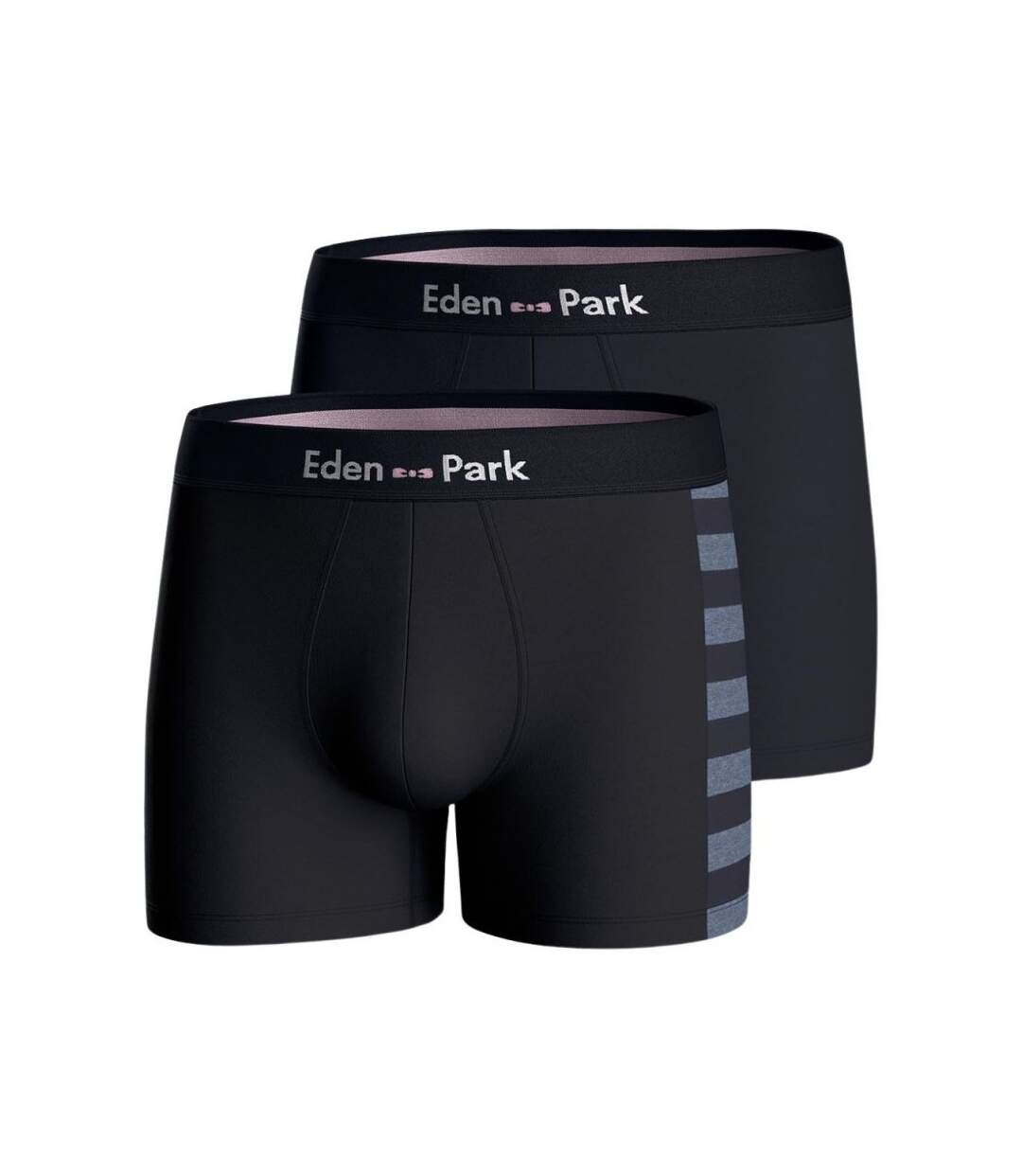 EDEN PARK Lot de 2 Boxers Homme Coton DUOSTRIP Bleu chiné Marine-1