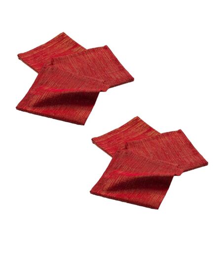 Lot de 6 serviettes fils métallisés L. 40 cm x l. 40 cm - Rouge et or