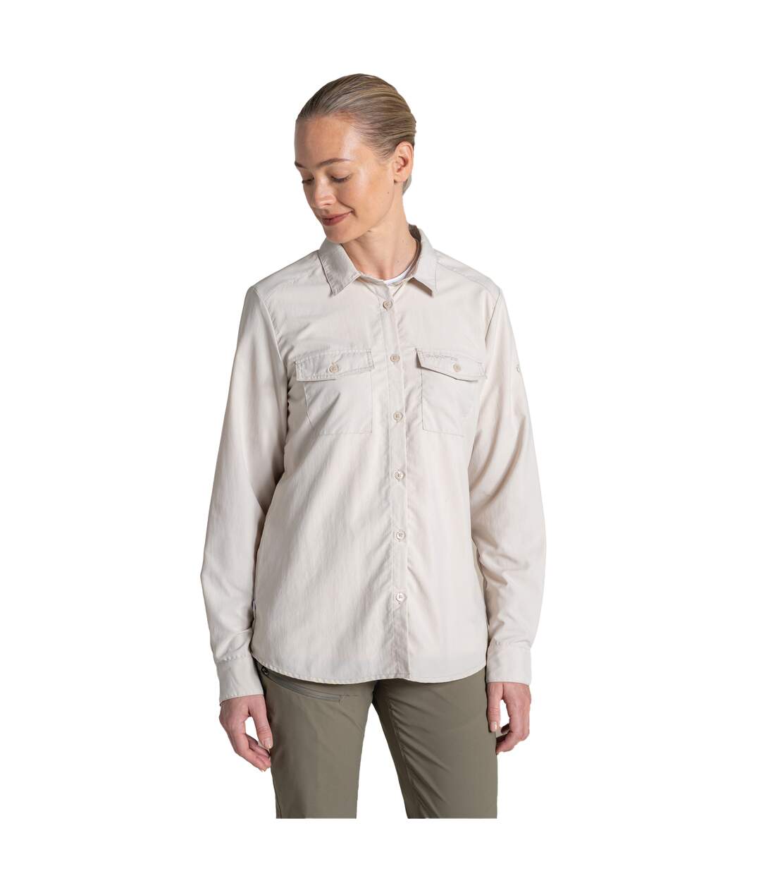 Chemise Unie Manches Longues Loukkos Femme Blanc Cassé Craghoppers-4