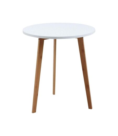 Table d'appoint ronde en bois et MDF laqué blanc