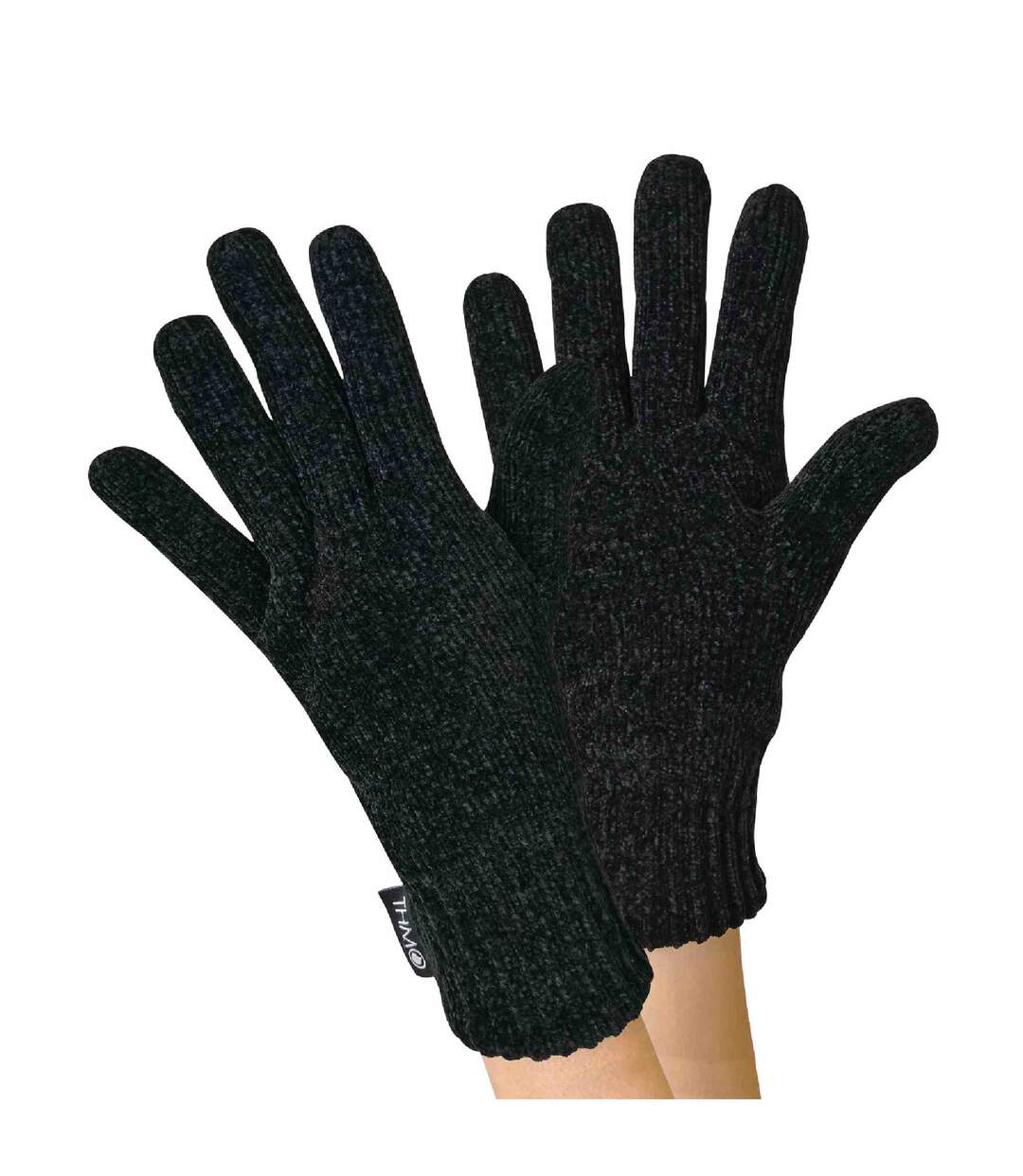 Ladies 3M Thinsulate Lined Chenille Thermal Beanie Hat & Gloves Set-2