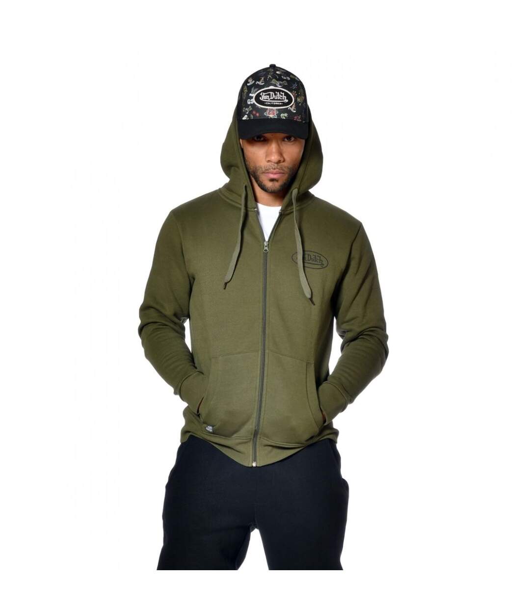 Sweat Von Dutch homme zippé à capuche imprimé devant Sliman