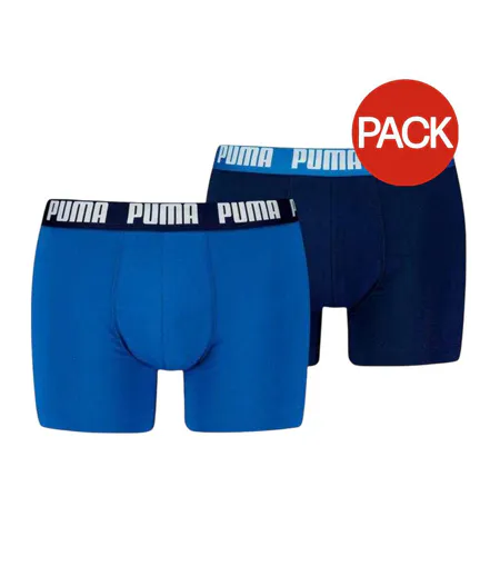 Pack Of 2  Mens Cotton Blend Boxer Briefs  Navy Blue Blue Puma