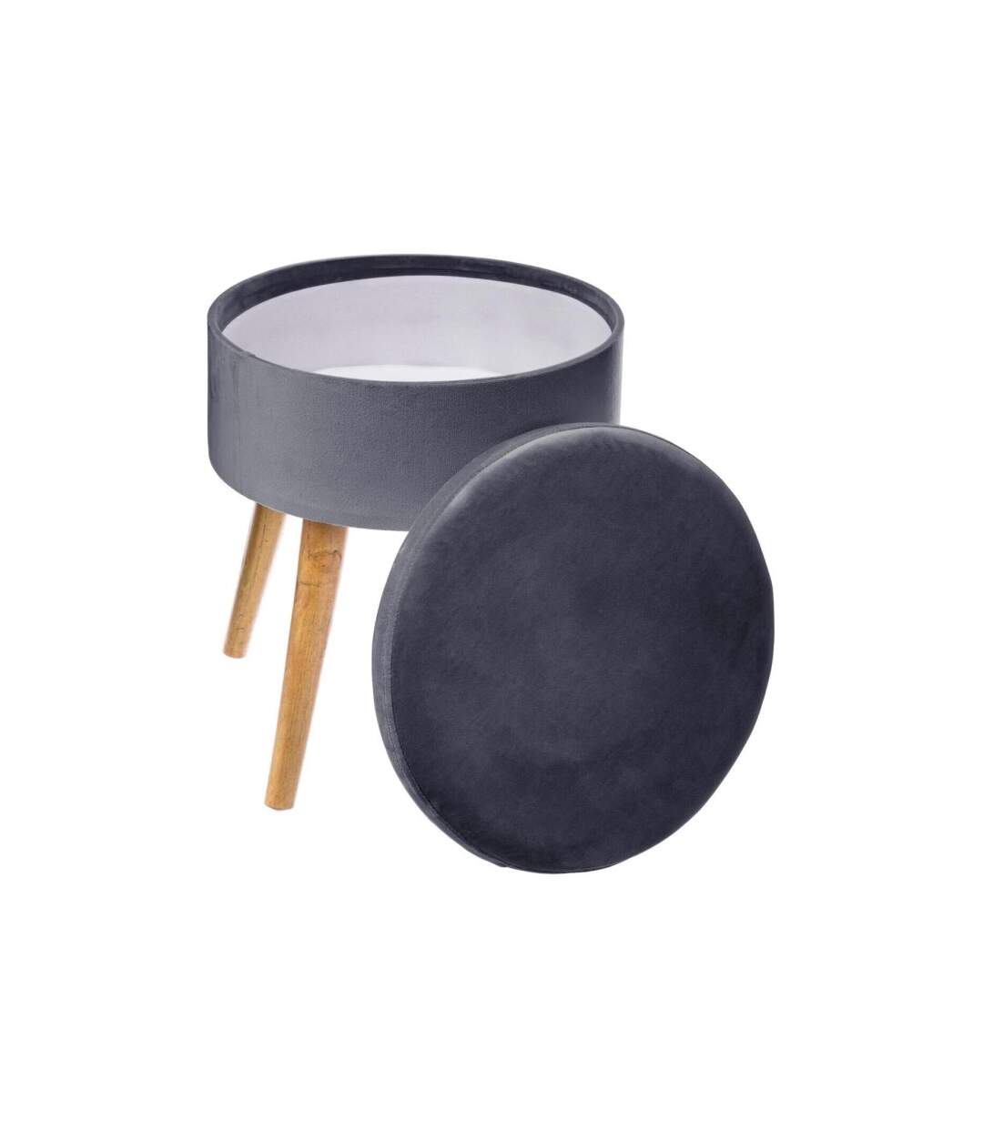 Tabouret Coffre Scandinave Tess 44cm Gris Foncé-2