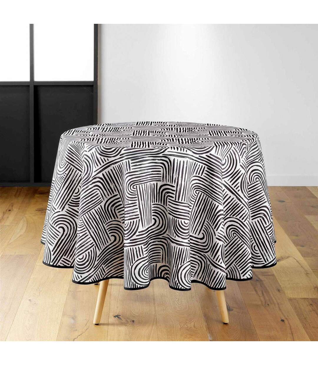 Nappe Ronde Imprimé Pandore 180cm Noir-1