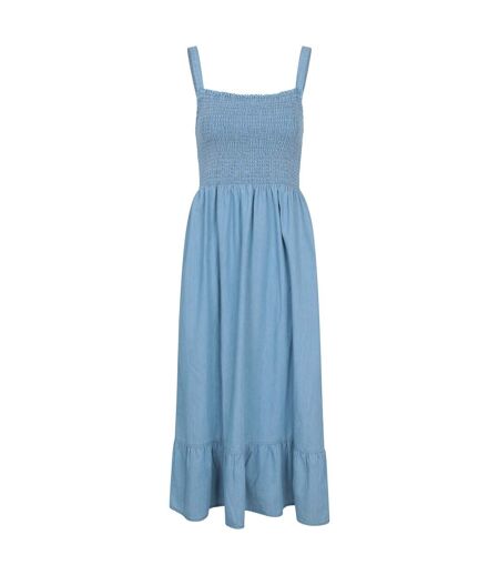 Womens/ladies marbella strappy shirred midi dress pale blue Mountain Warehouse