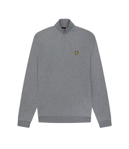 Mens loopback quarter zip sweatshirt mid grey marl Lyle & Scott