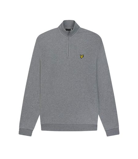 Mens loopback quarter zip sweatshirt mid grey marl Lyle & Scott