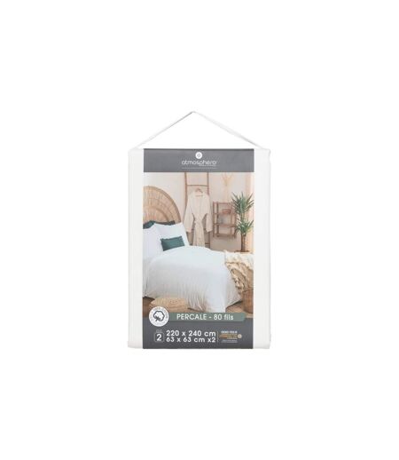 Parure de Lit 3 Pièces Percale 240x220cm Blanc