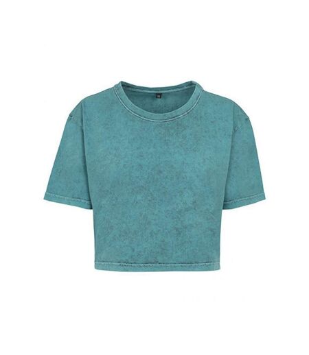 T-shirt Court Femme Bleu Sarcelle Noir Build Your Brand