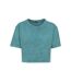T-shirt Court Femme Bleu Sarcelle Noir Build Your Brand-1