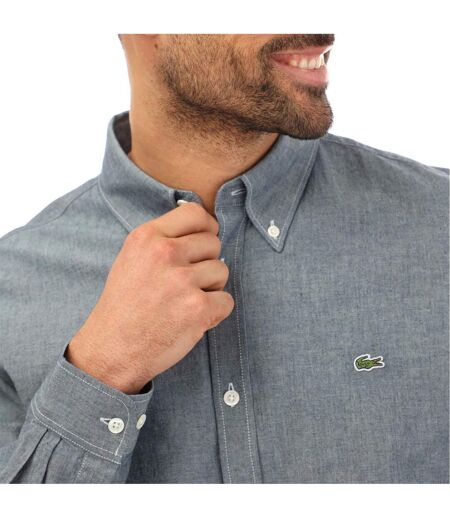 Mens Denim Long-sleeved Shirt Dark Grey Lacoste