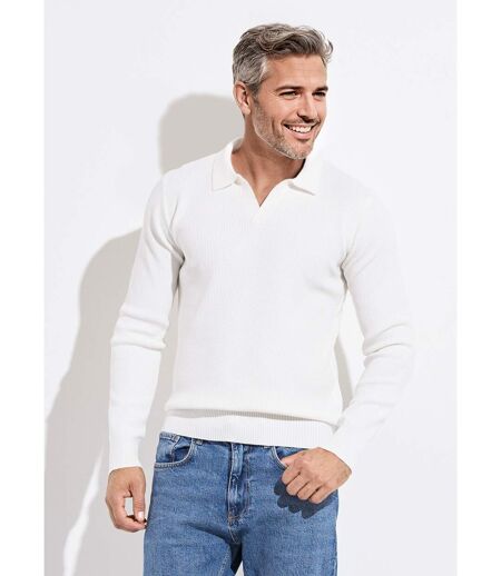 Pull ajusté col polo, manches longues