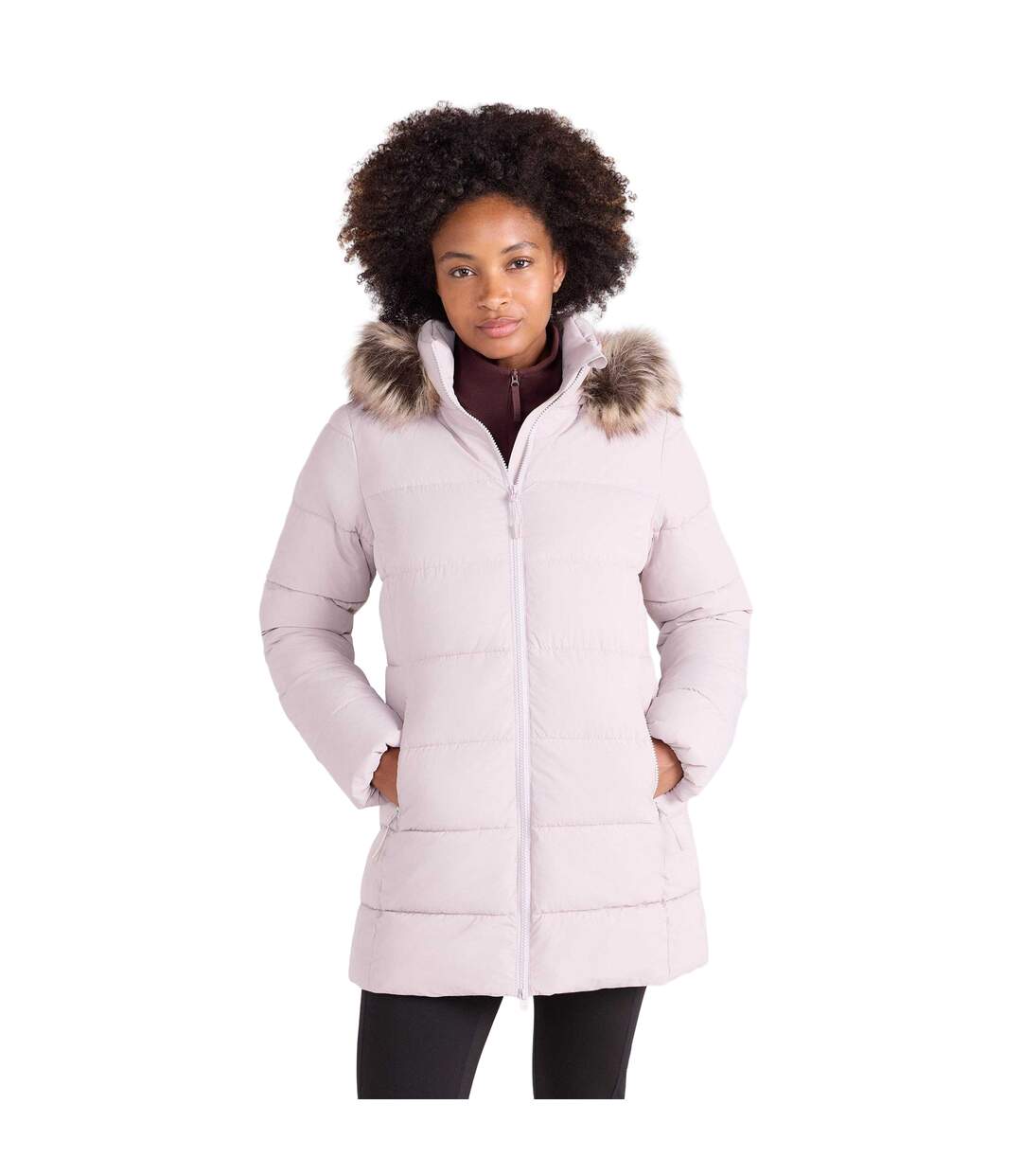 Womens/ladies Nola Long Padded Jacket Light Beige Mountain Warehouse-1