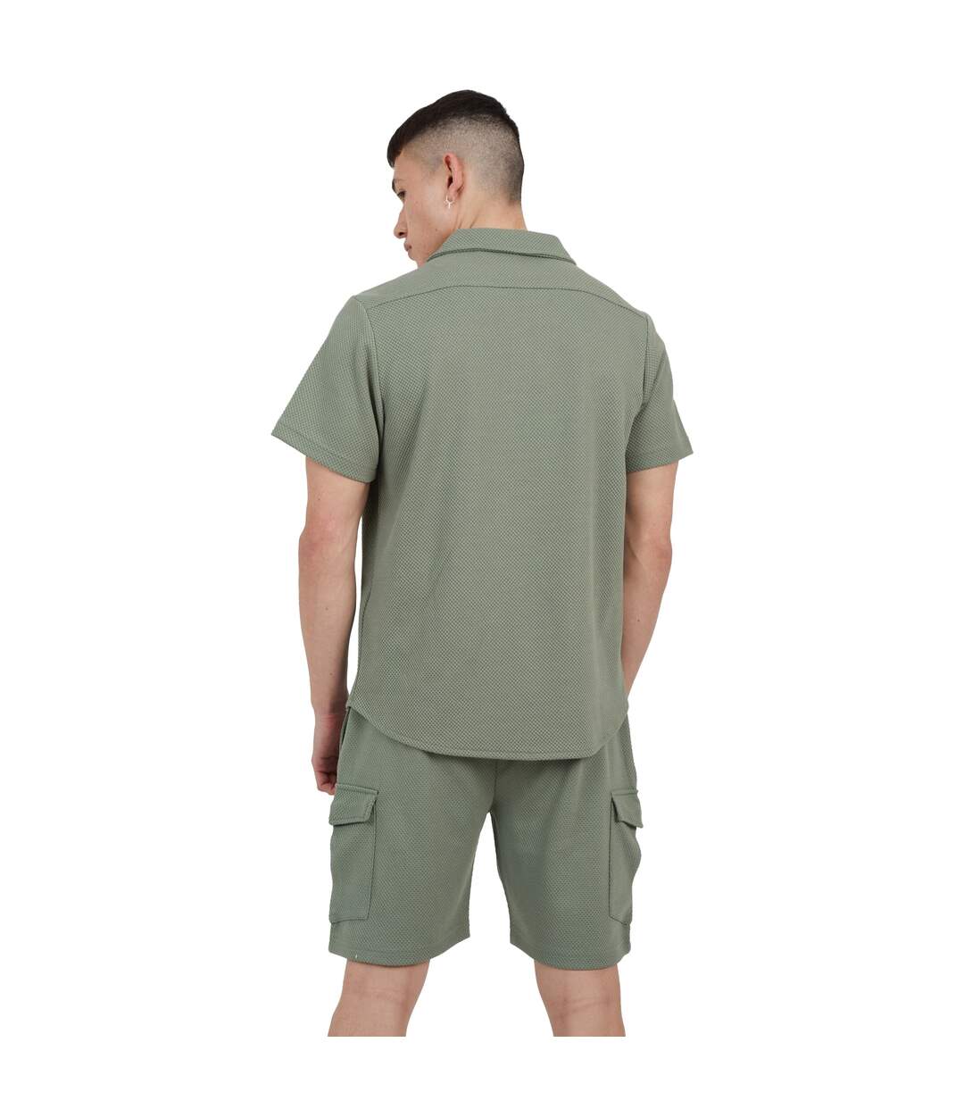 Mens Cadby Textured Cargo Shorts Washed Sage Brave Soul-3