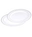 Lot de 6 Assiettes en Plastique Réutilisable Liseré 19cm Blanc & Argent-1